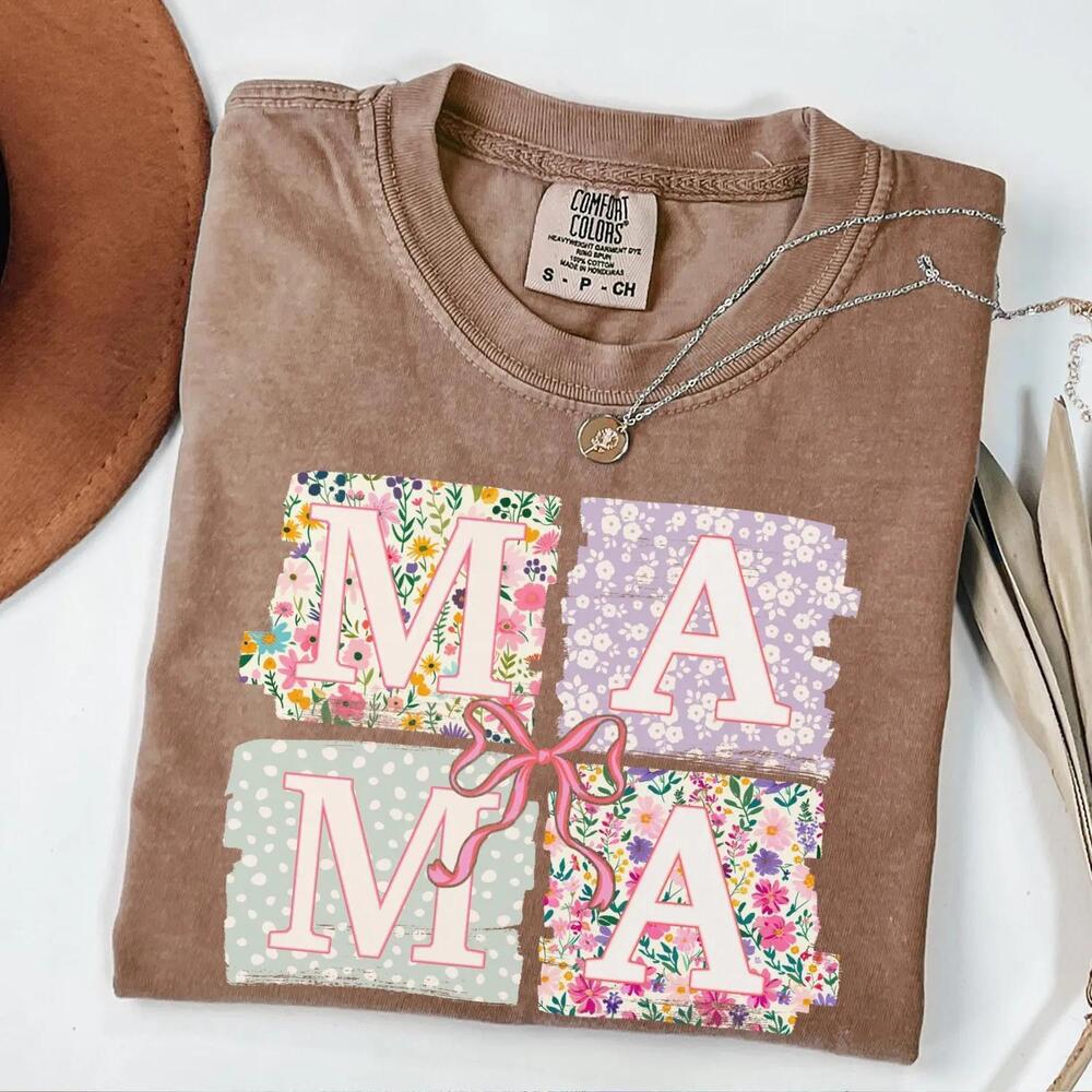 Mama Shirt, Coquette Bow Mama T-Shirt, Floral Mom Tshirt